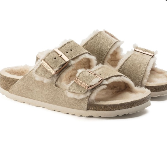 BIRKENSTOCK NEW SHEARLING FUR ARIZONA SANDALS - Picture 2 of 8